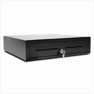 APG Standard- Duty 16” Electronic Point of Sale Cash Drawer | Vasario Series VB320-BL1616 | Printer Compatible | Plastic Till with 5 Bill/ 5 Coin Compartments | Black