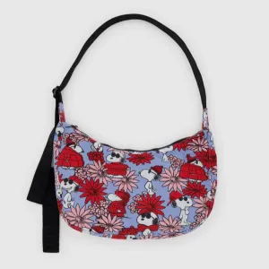 Baggu Medium Nylon Crescent Bag Floral Snoopy