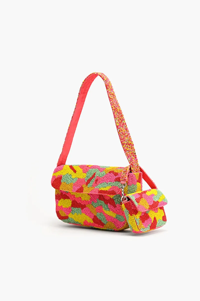 Candy Kaleidoscope Beadwork Shoulder Bag with a Mini Me Bag