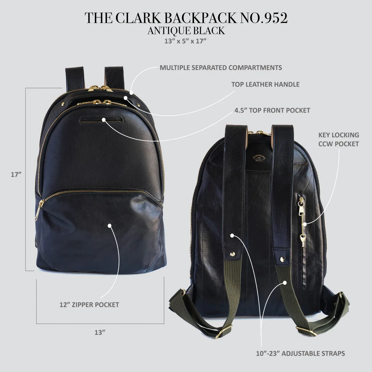 Clark Backpack No. 952  | LE Bison Saddle x2