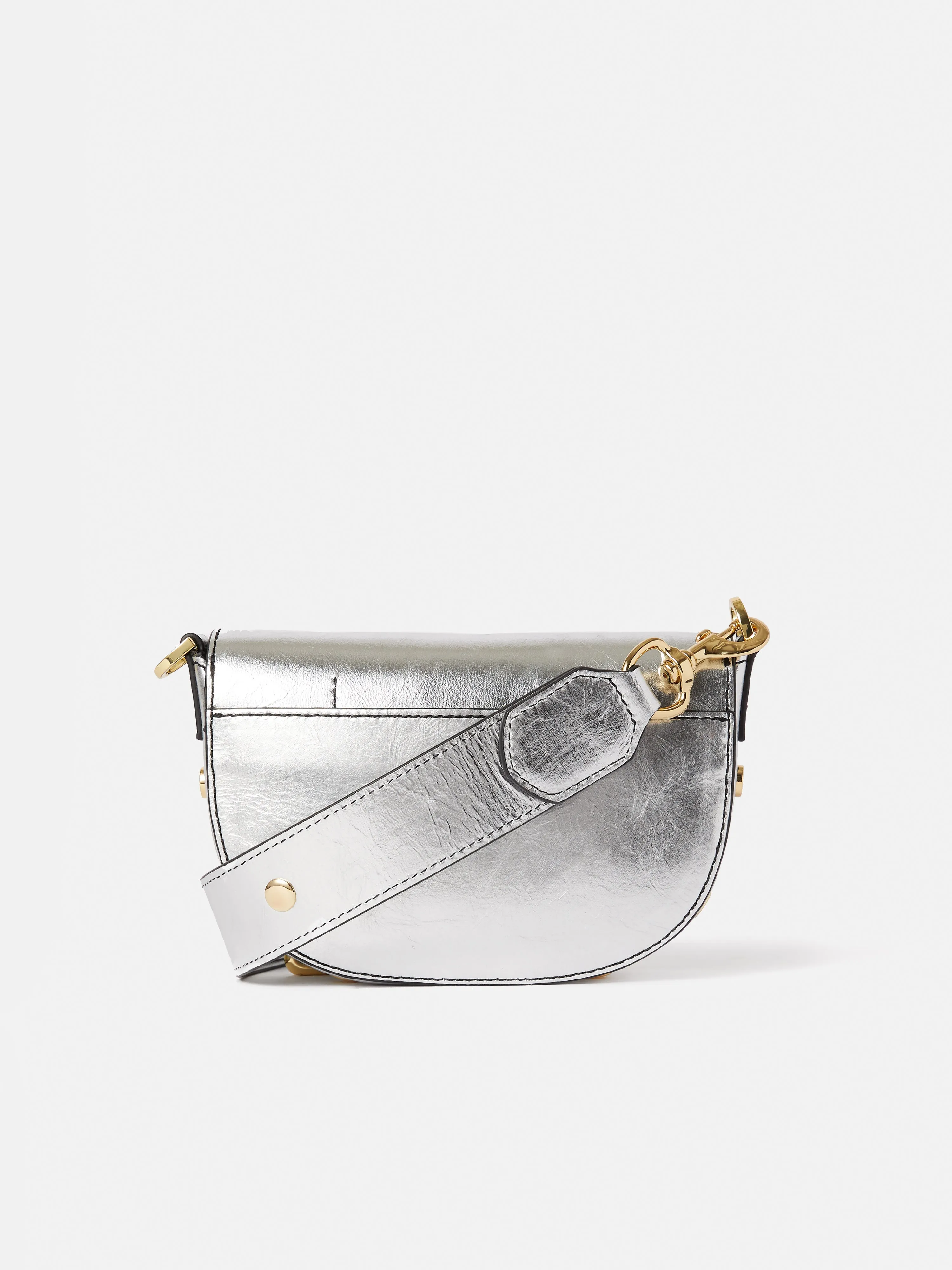 Denbigh Studded Leather Bag | Silver