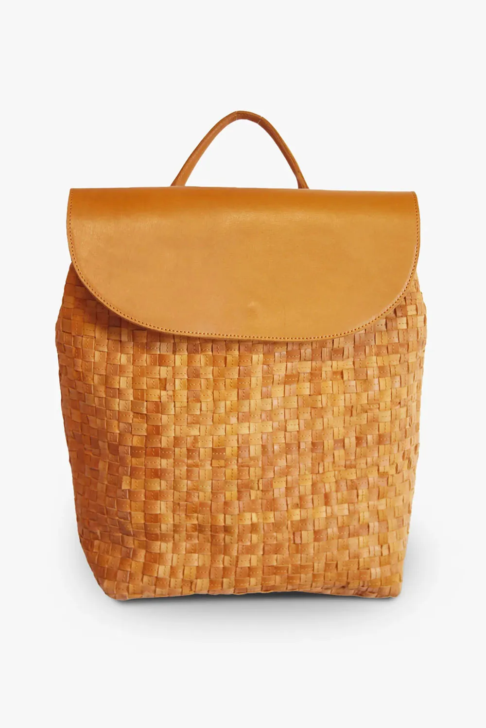 ELSA BASKETWEAVE BACKPACK - COGNAC