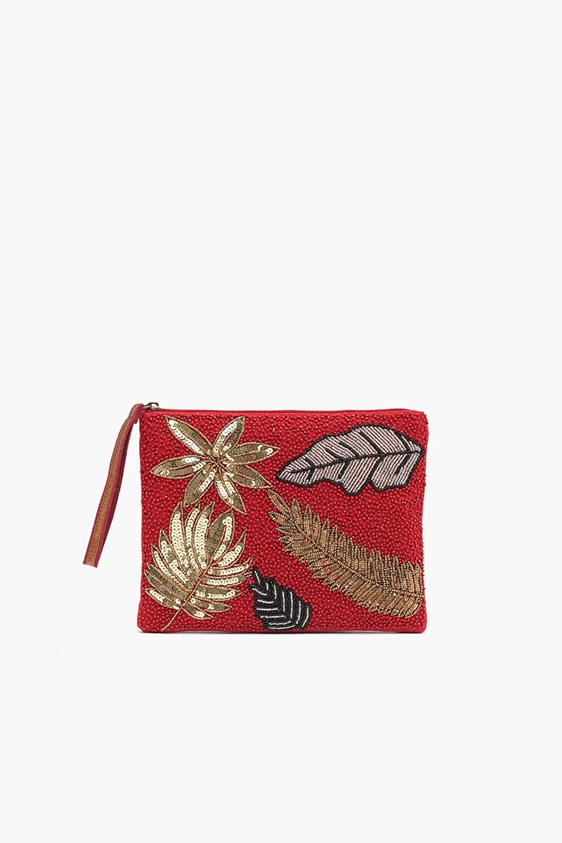 Embellished Tote with Pouch & Coin Red Floral