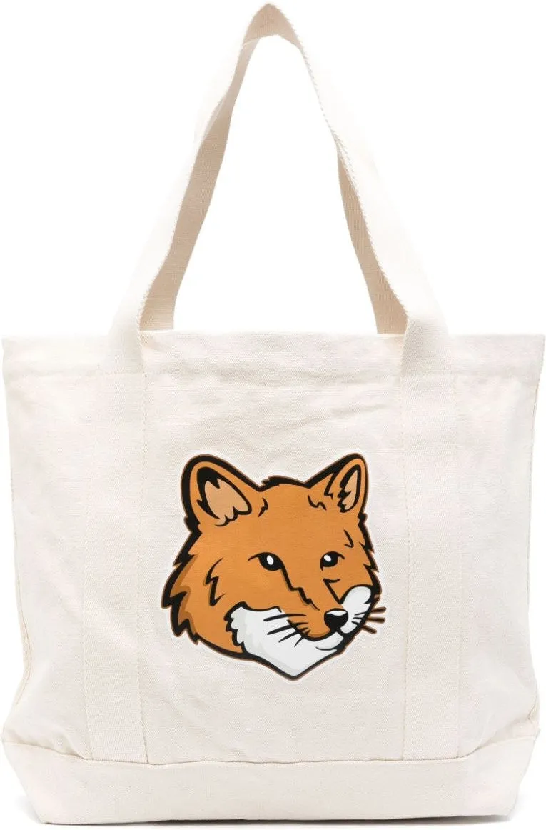 FOX HEAD COTTON TOTE BAG - WHITE