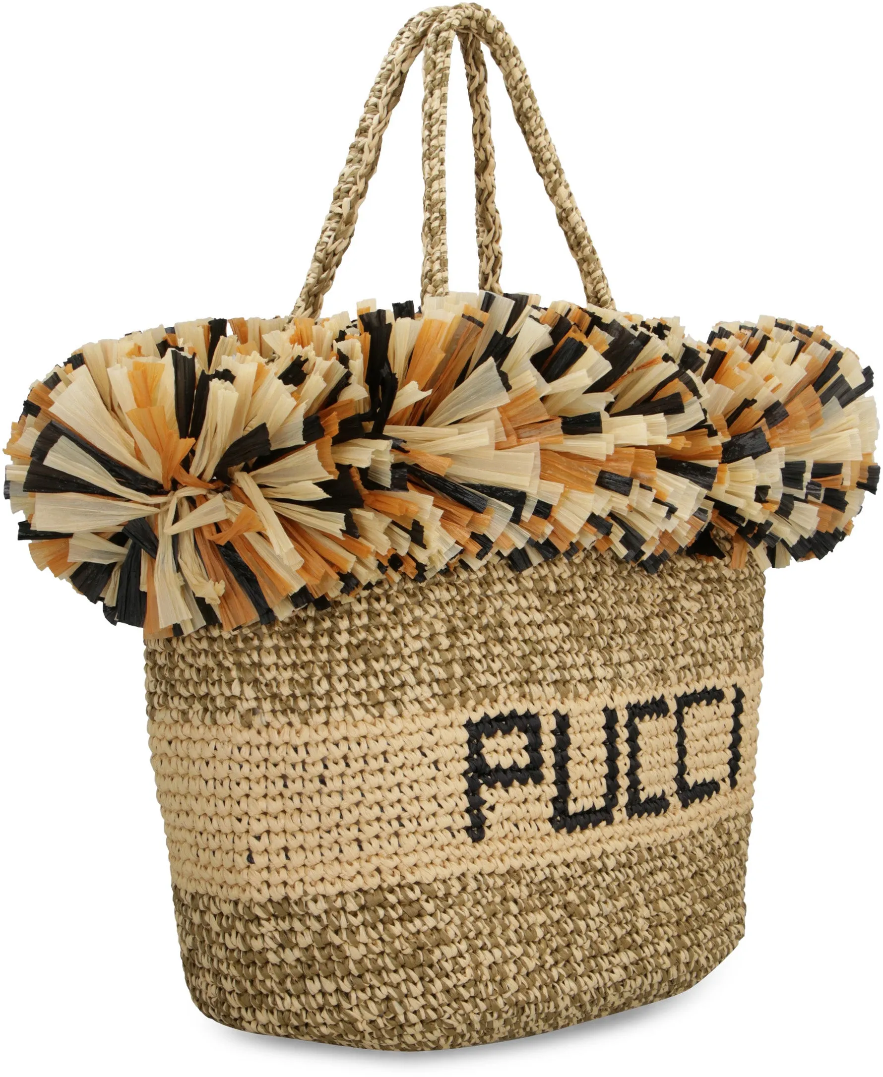 FRINGED RAFFIA TOTE BAG