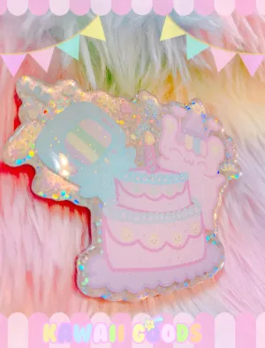 Happy Birthday Kikko TV and Emotion Bear Holographic Acrylic Pin