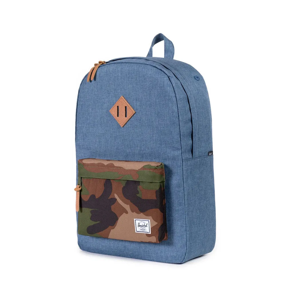 Herschel Supply Co - Heritage Backpack, Crosshatch Navy /Woodland Camo