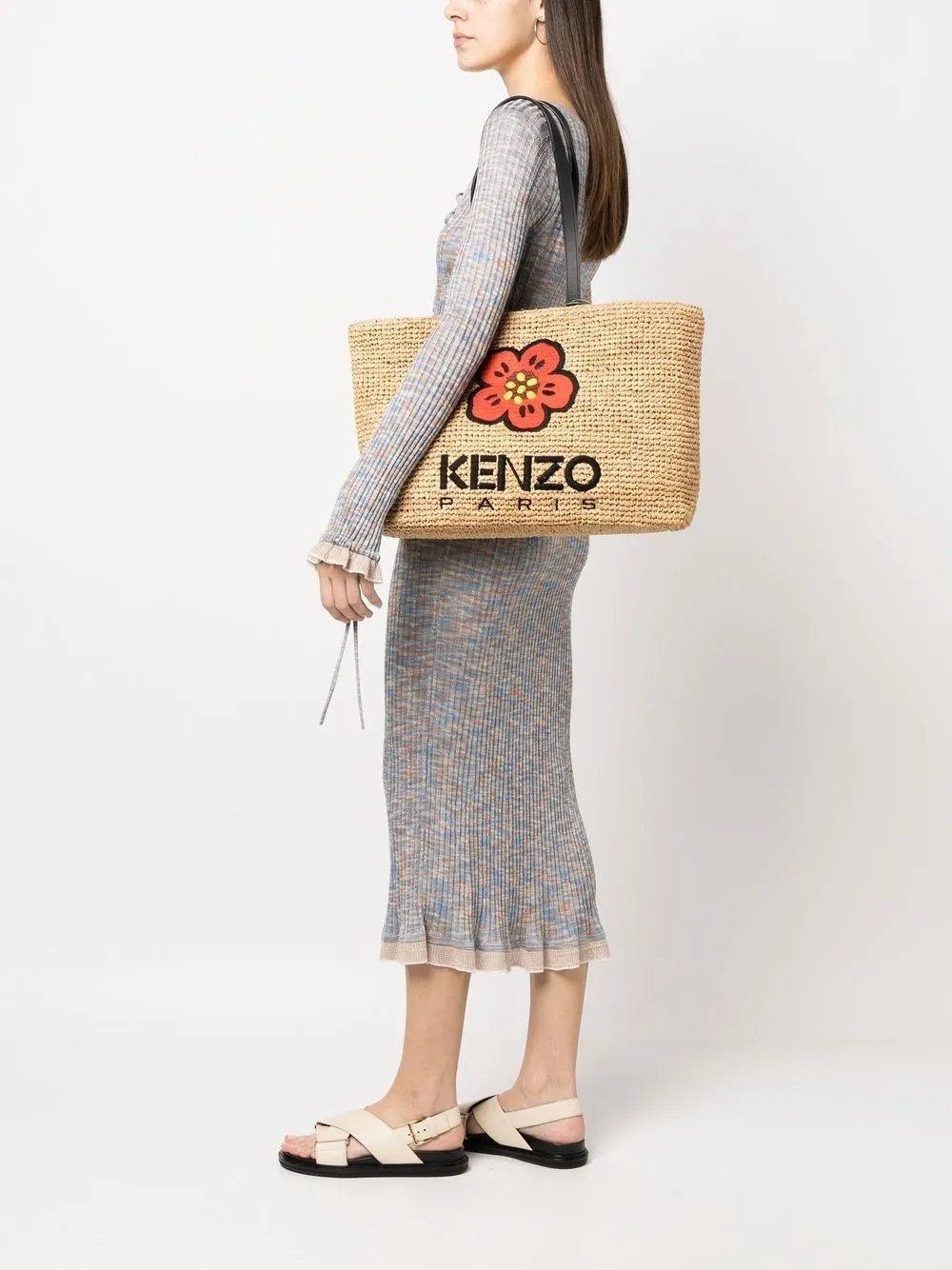 KENZO BOKE FLOWER EMBROIDERED TOTE BAG