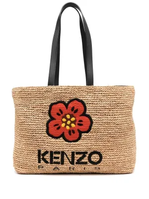 KENZO BOKE FLOWER EMBROIDERED TOTE BAG