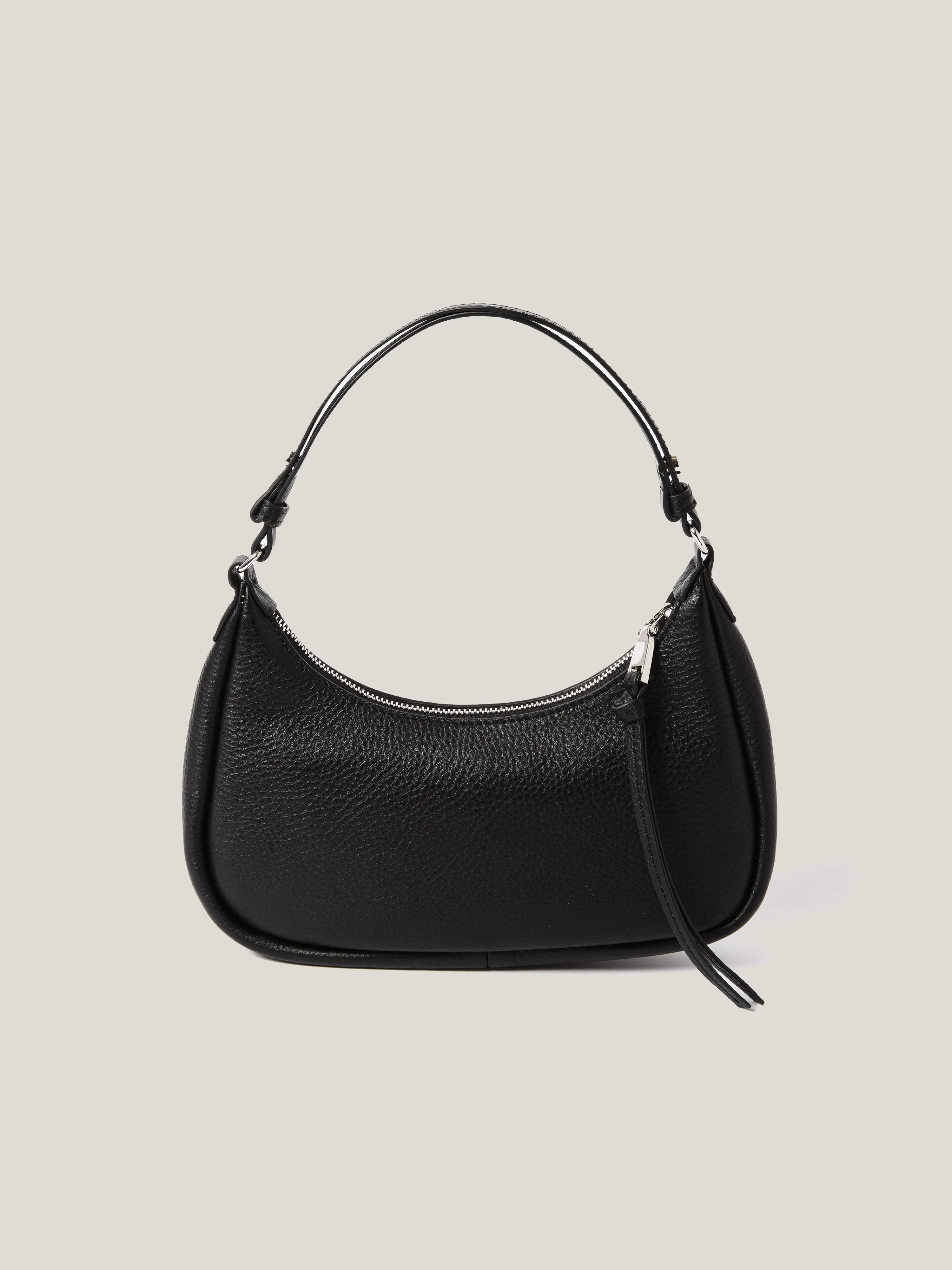 Leather Crescent Shoulder Bag | Black