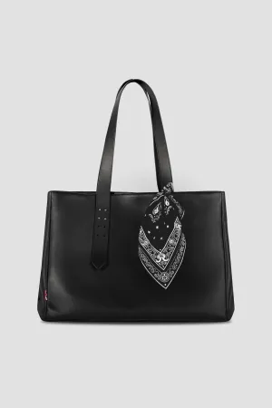 Leather Tote Bag BLACK BANDANA