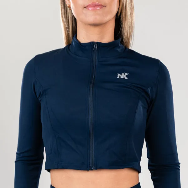 Lucia - Navy Crop Top (FULL ZIPPER)