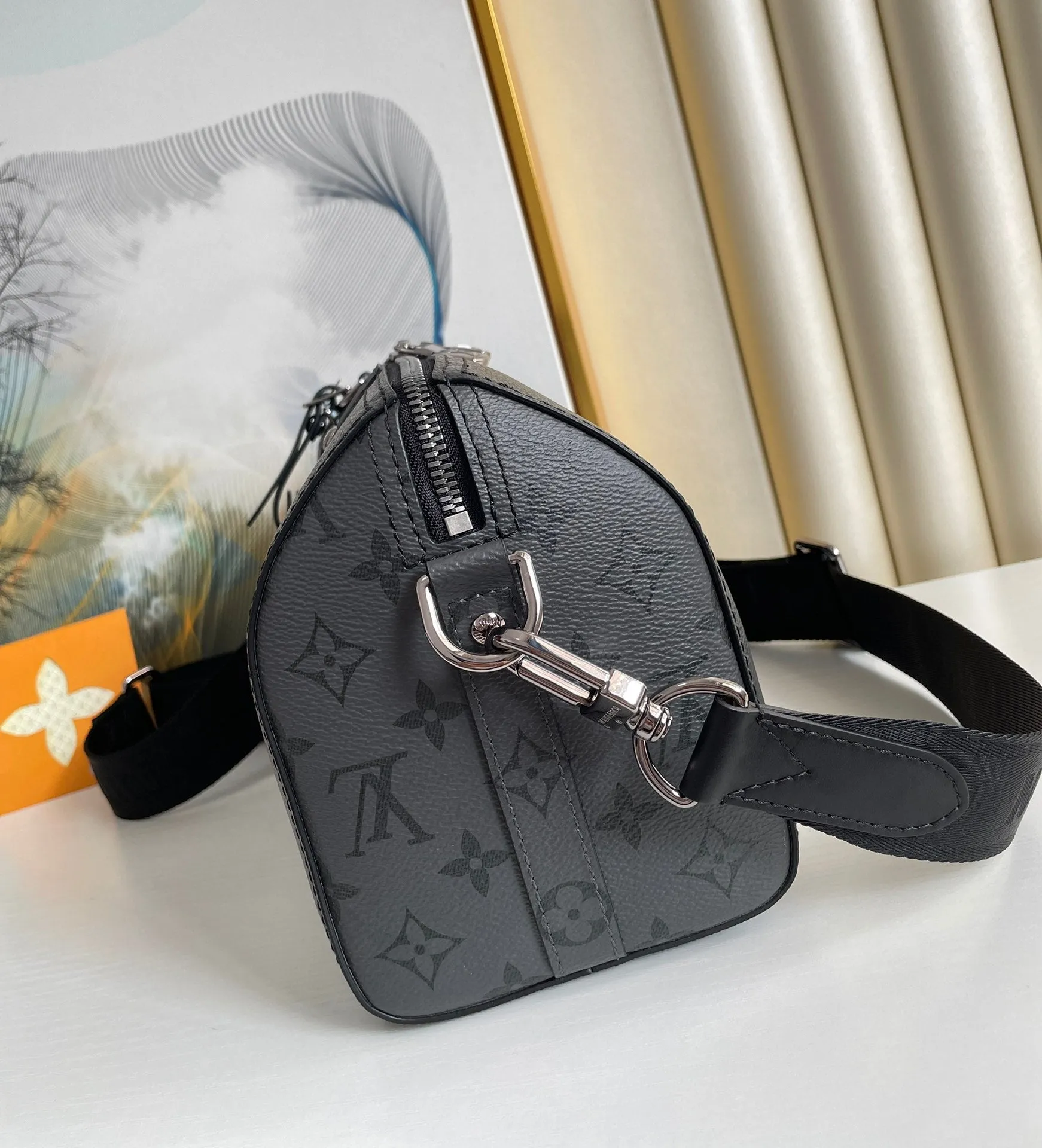 LV City Keepall Monogram Eclipse/Monogram Eclipse Reverse For Men, Bags, Shoulder And Crossbody Bags 10.6in/27cm LV M45936