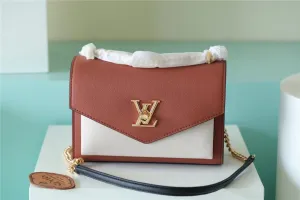 LV Mylockme Chain Bag Brown/ Quartz White For Women,  Shoulder and Crossbody Bags 8.9in/22.5cm LV