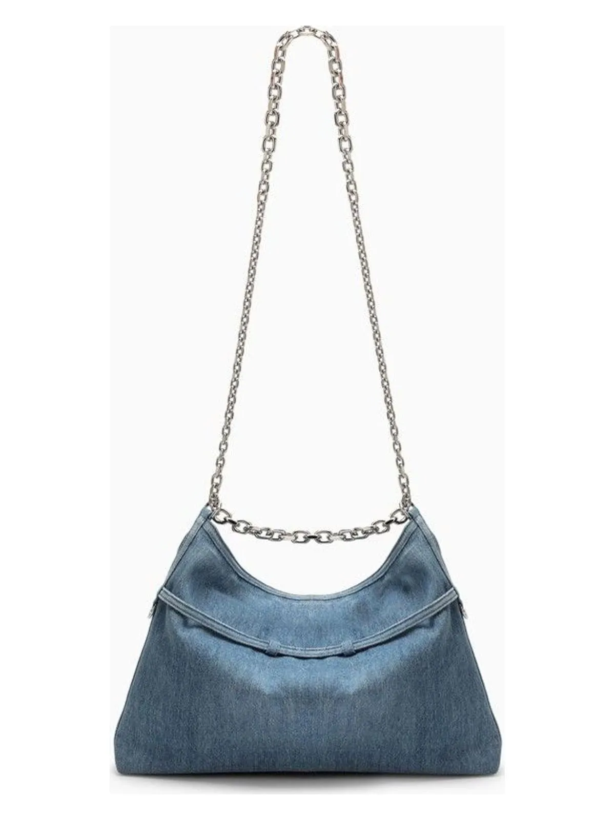 MEDIUM VOYOU CHAIN BAG IN BLUE DENIM