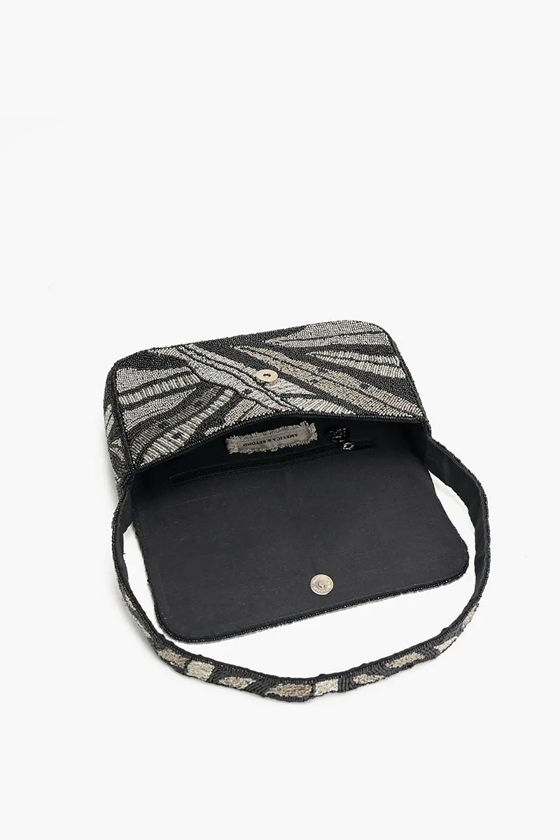 Midnight Silver Swirl Shoulder Bag