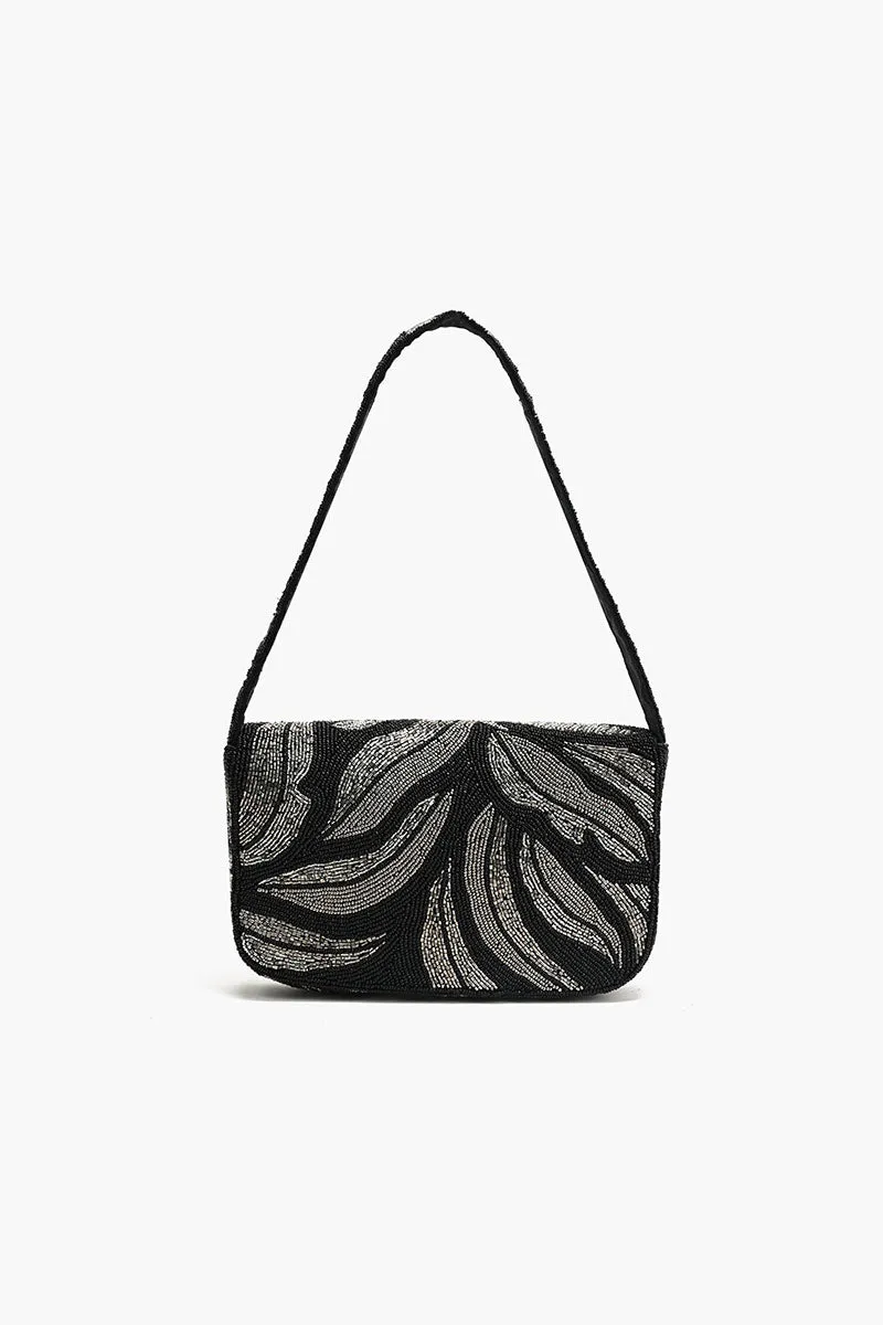 Midnight Silver Swirl Shoulder Bag