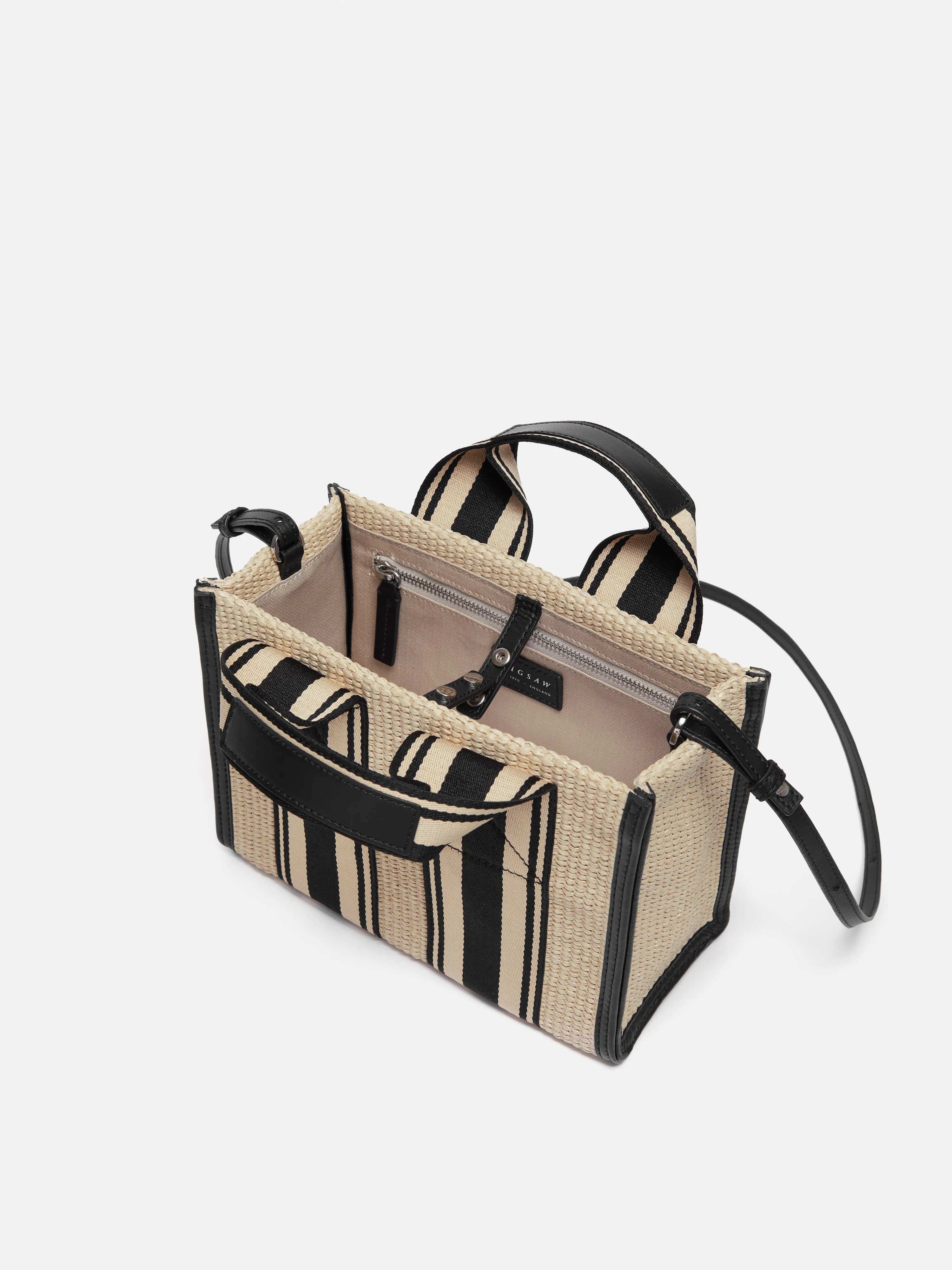 Mini Athena Stripe Woven Tote | Natural