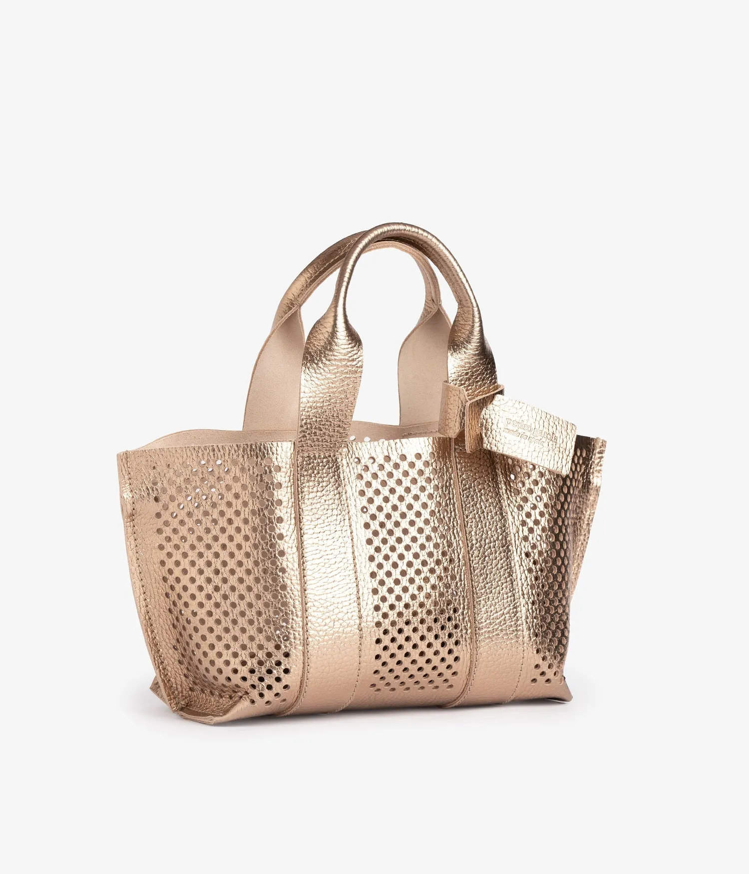 mini perfed tote / cava cervo lame