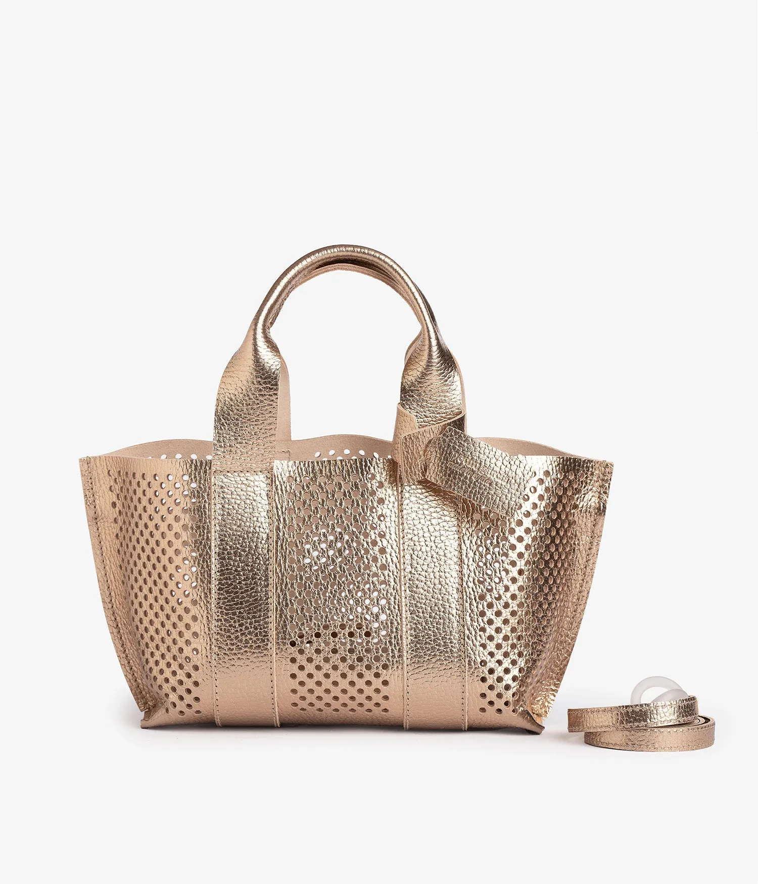 mini perfed tote / cava cervo lame