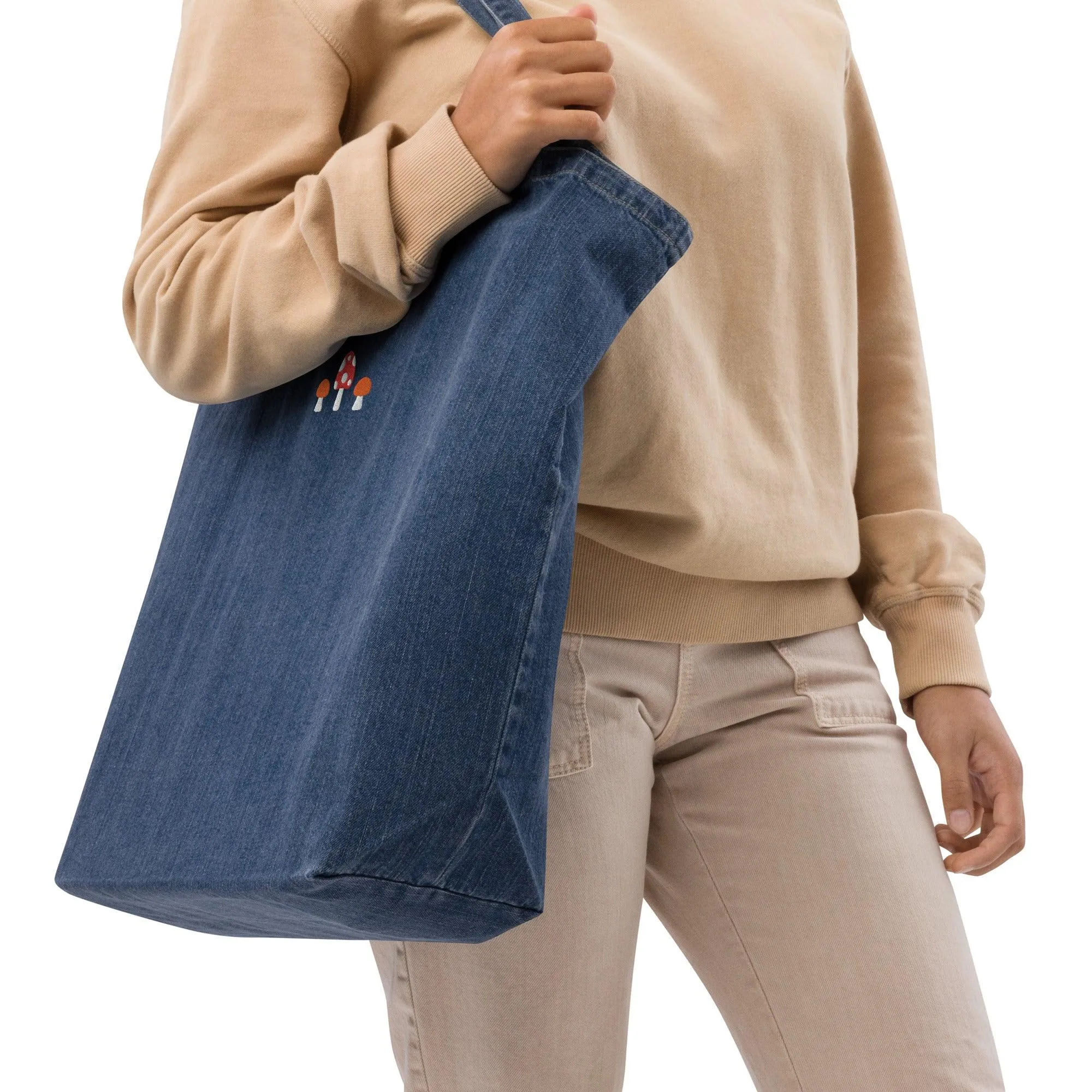 Mushrooms Denim Tote Bag