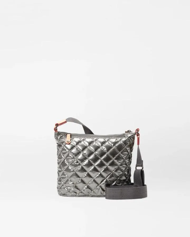 MZ Wallace Pewter Metallic Metro Scout Deluxe Crossbody Bag