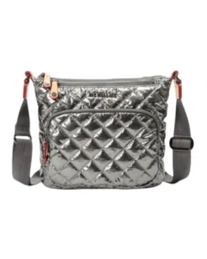 MZ Wallace Pewter Metallic Metro Scout Deluxe Crossbody Bag