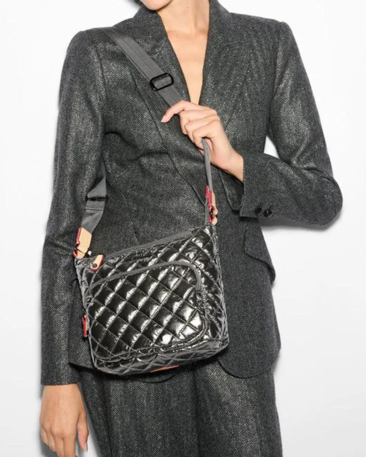 MZ Wallace Pewter Metallic Metro Scout Deluxe Crossbody Bag