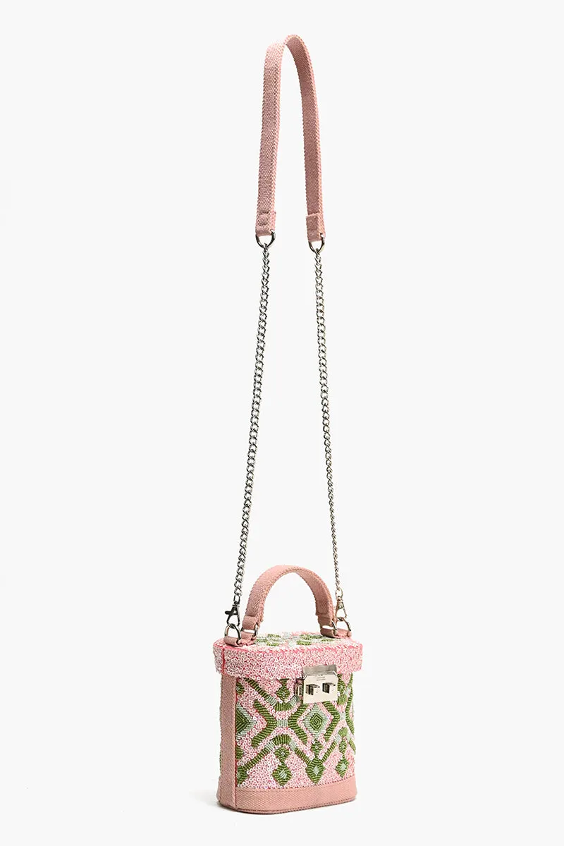 Pink Muse Embellished Handheld Bag