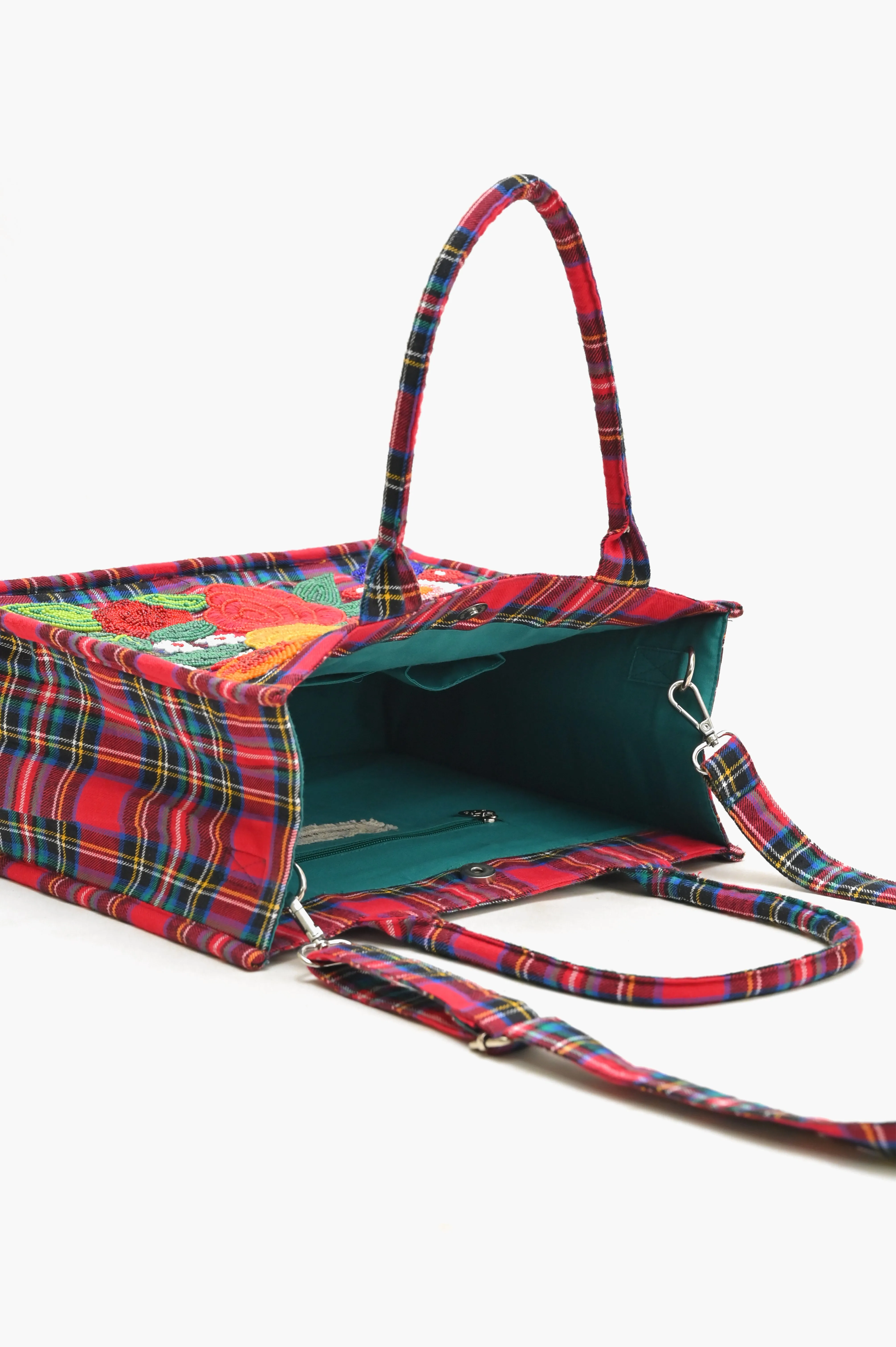 Plaid Pop Floral Tote