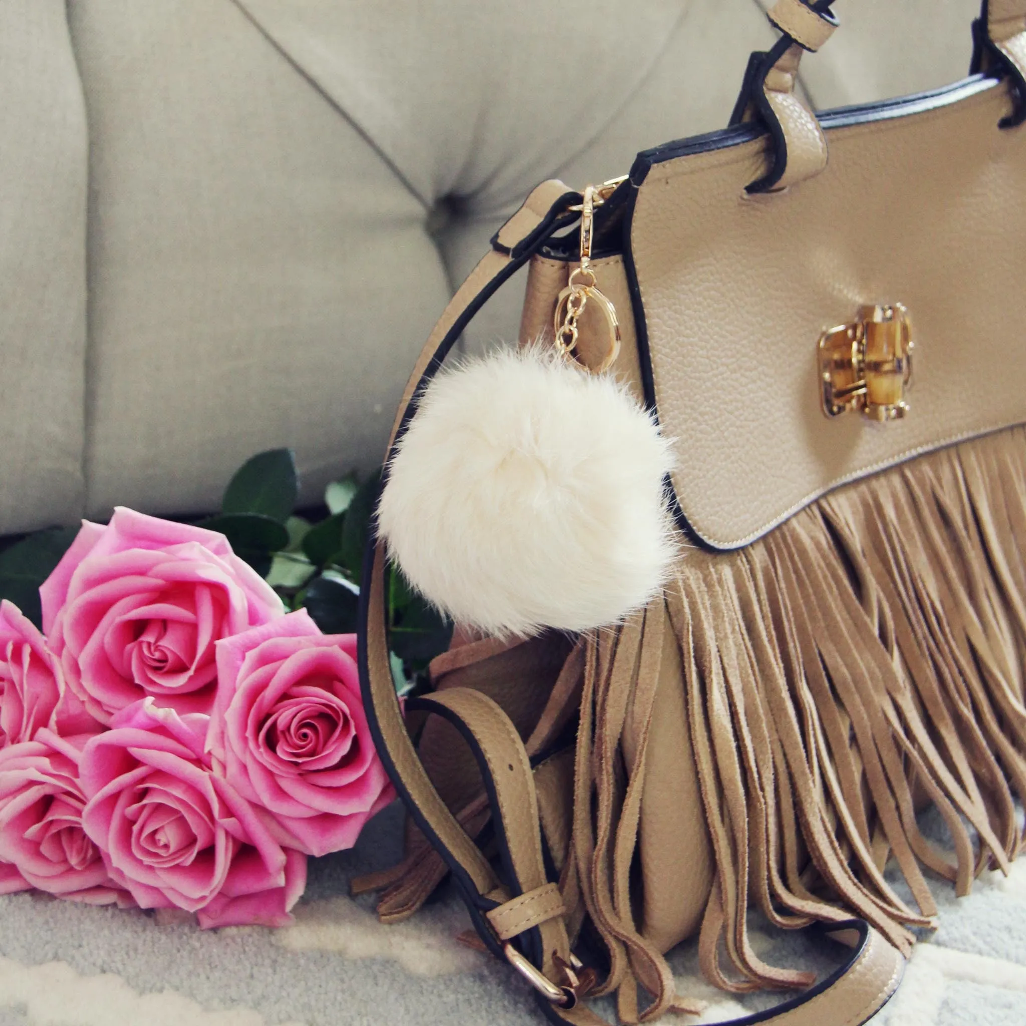 Pom Pom Purse Poof in Cream