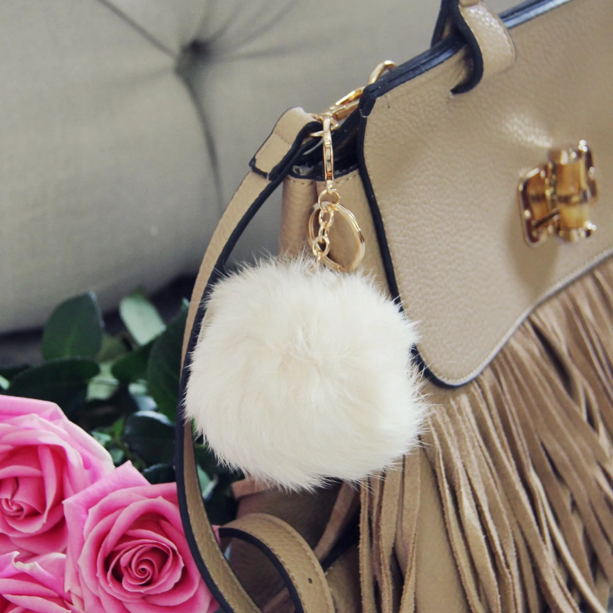 Pom Pom Purse Poof in Cream