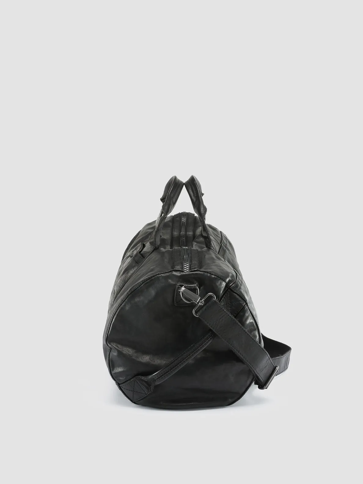 RECRUIT 007 - Black Leather Travel Bag