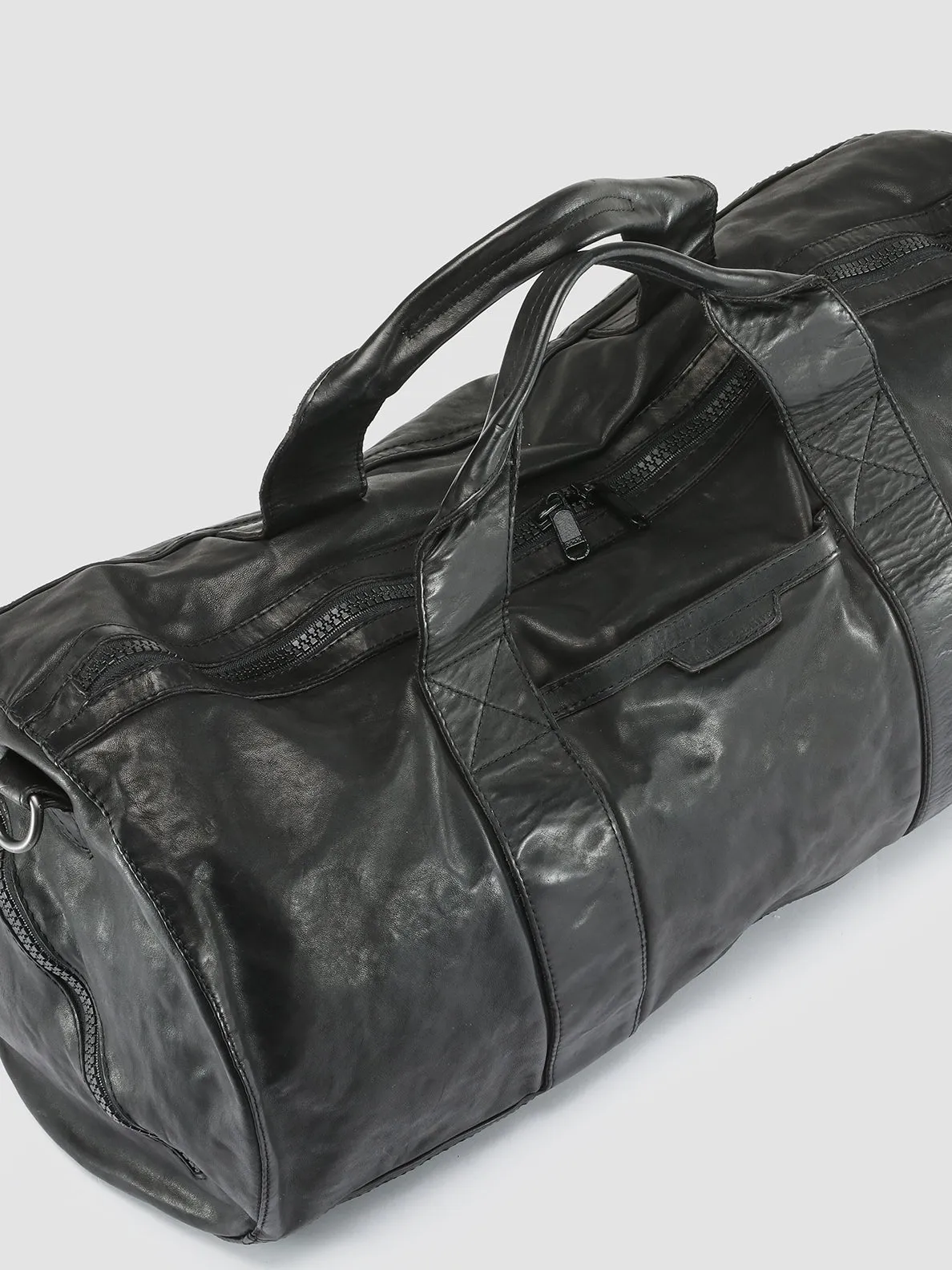 RECRUIT 007 - Black Leather Travel Bag