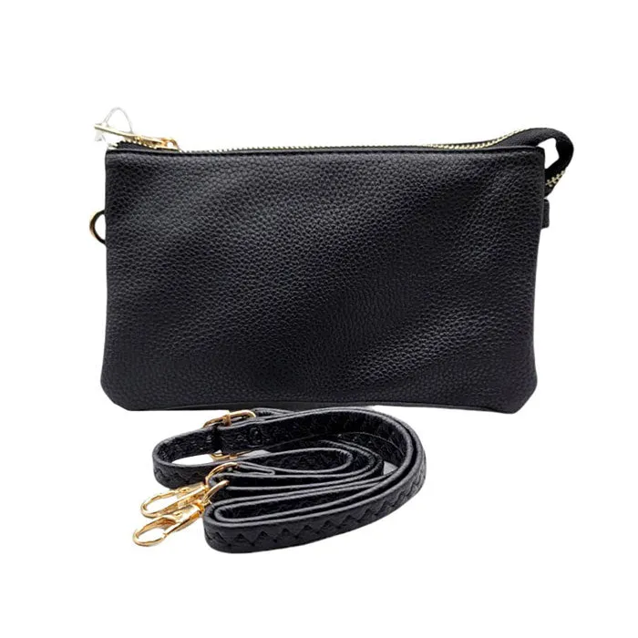 Trio Faux Leather Rectangle Crossbody Bag