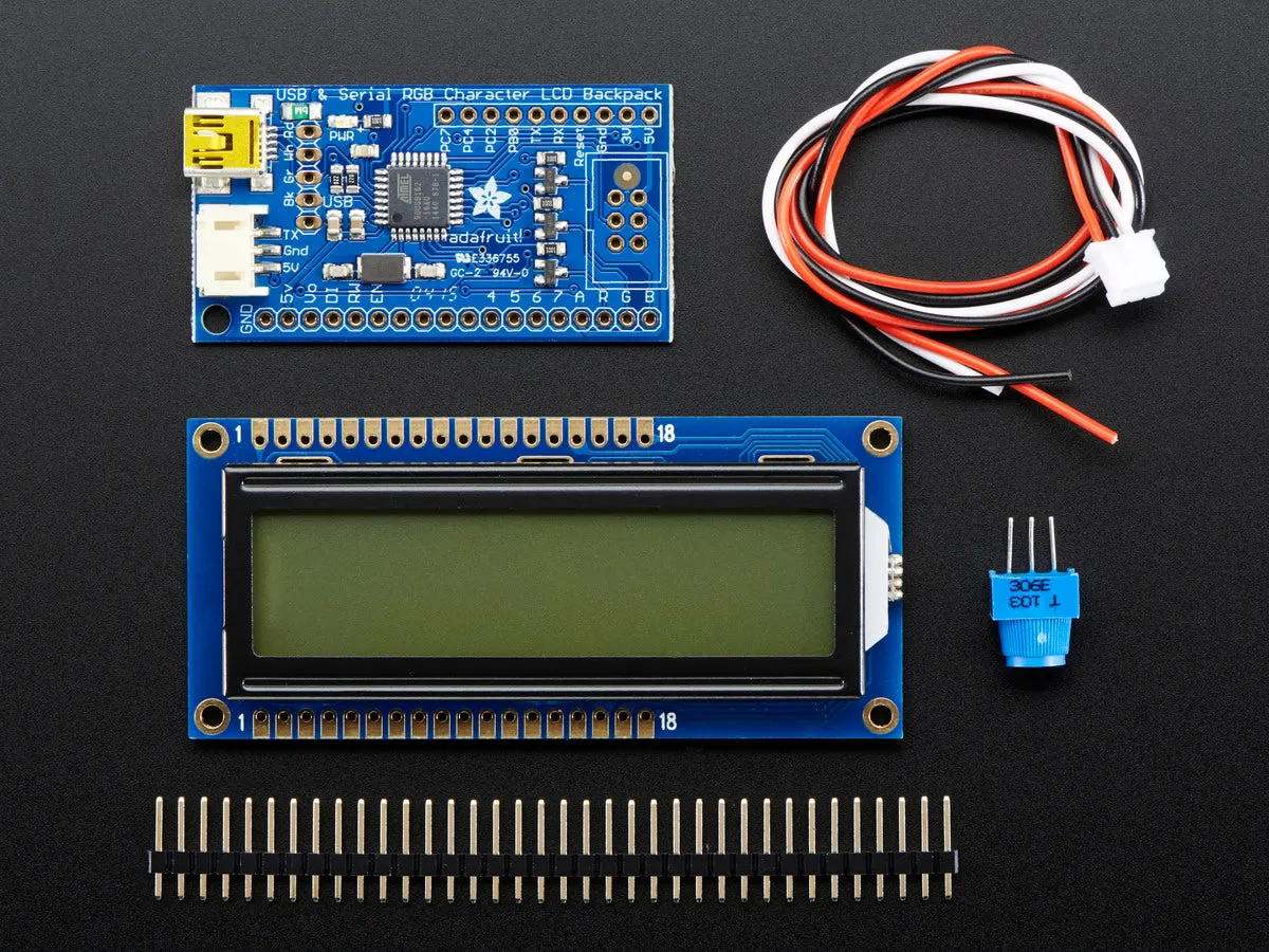 USB   Serial Backpack Kit with 16x2  RGB backlight positive LCD