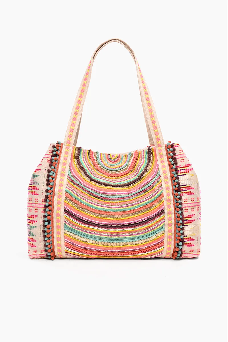 Vibrant Hand Embellished Rainbow Hand Beaded Tote