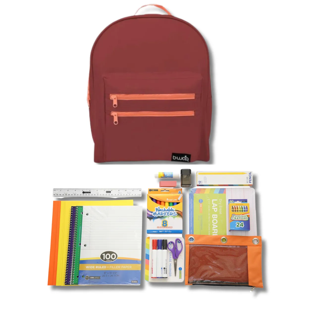 Wholesale 1st-5th Grade Deluxe Kit (62 Items per Kit) in 16" Classic Single Color Backpack