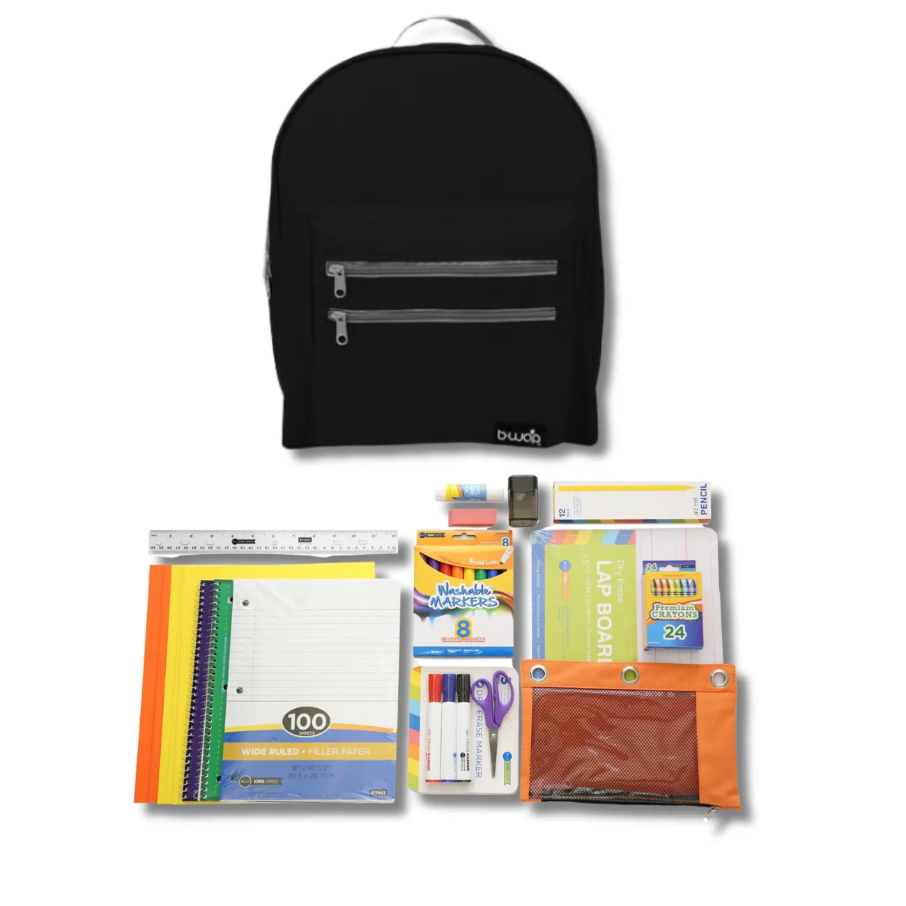 Wholesale 1st-5th Grade Deluxe Kit (62 Items per Kit) in 16" Classic Single Color Backpack