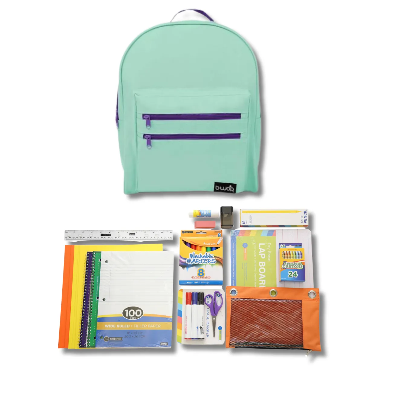 Wholesale 1st-5th Grade Deluxe Kit (62 Items per Kit) in 16" Classic Single Color Backpack