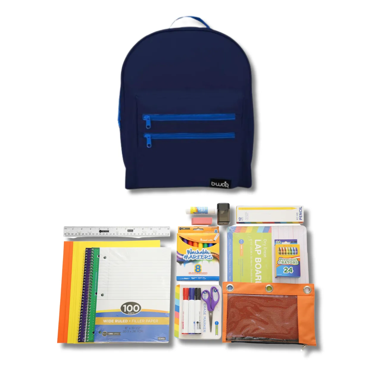 Wholesale 1st-5th Grade Deluxe Kit (62 Items per Kit) in 16" Classic Single Color Backpack