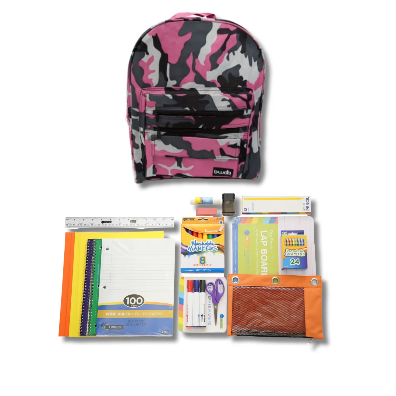 Wholesale 1st-5th Grade Deluxe Kit (62 Items per Kit) in 16" Classic Single Color Backpack