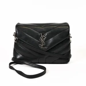 YSL Calfskin Y Quilted  Leather Monogram  Toy Loulou Crossbody Bag